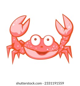 Cartoon crab character design isolated on white background.