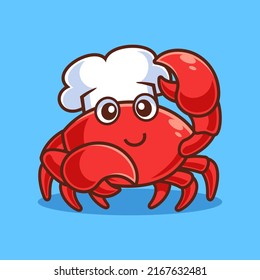 Cartoon Crab with Chef Hat Toque