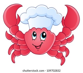 Cartoon crab chef - vector illustration.