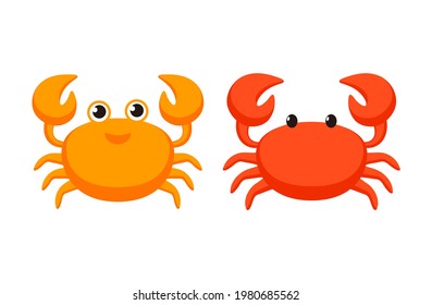 cartoon crab with claws, aquatic animal, seafood and marine cuisine vector icon