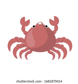 Cartoon crab with claws on white background