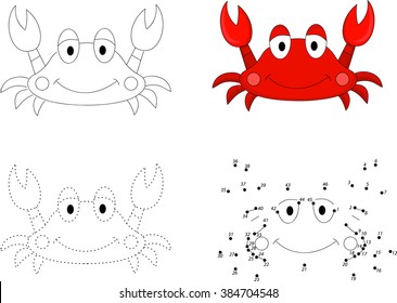 Cartoon crab. Dot to dot educational game for kids