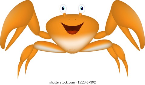 A cartoon of a crab laughing happily on a sunny day
