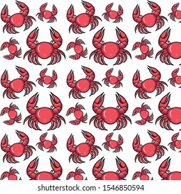 cartoon crab pattern on white background 