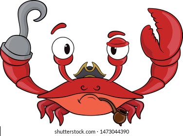 cartoon crab pirate vector image