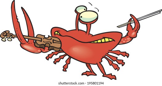 cartoon crab playing the fiddle