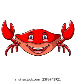Cartoon crab posing on white background