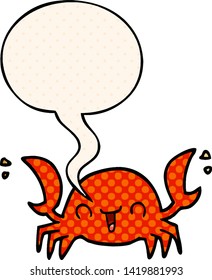 cartoon crab with speech bubble in comic book style