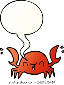 cartoon crab with speech bubble in smooth gradient style