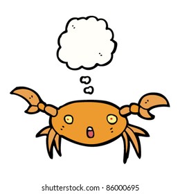 cartoon crab with thought bubble