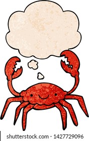 cangrejo de dibujos animados con burbuja de pensamiento en forma de textura gruesa
