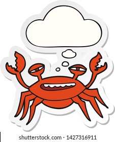 cartoon crab with thought bubble as a printed sticker