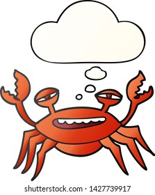 cartoon crab with thought bubble in smooth gradient style