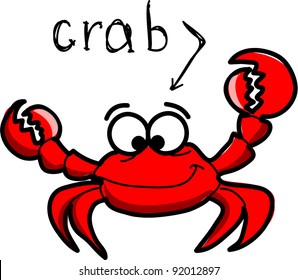  Cartoon crab, vector illustration