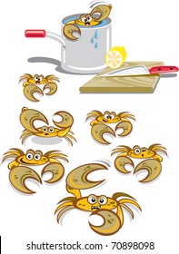 Cartoon crabs escaping the cooking pot / Crazy Cartoon Crabs