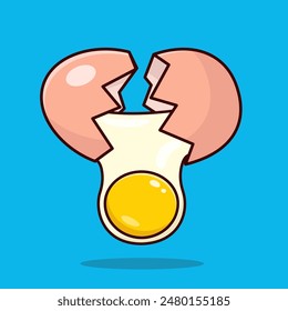 cartoon crack egg vector illustration on blue background