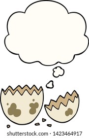 cartoon cracked egg with thought bubble