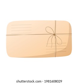 Sobre de caricatura con una carta dentro con corbatas. Ilustración aislada de una parcela sobre un fondo blanco.