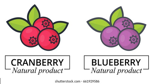 cartoon cranberry and blueberry label