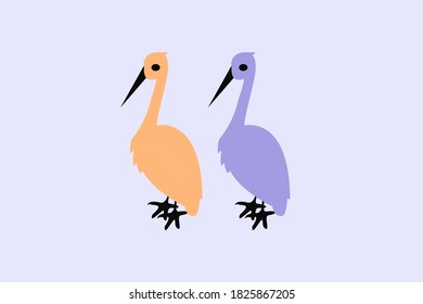 cartoon crane bird icon vector illustrator