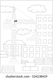 Cartoon crane. Dot to dot educational game for kids