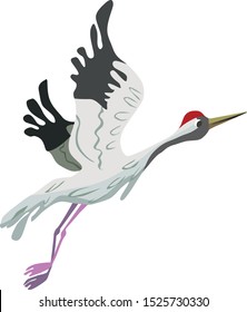 Cartoon crane flat vector illustration