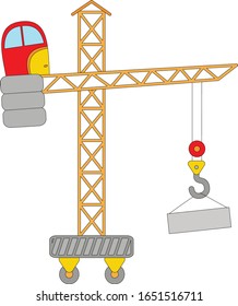 Cartoon crane isolated on white. Digital illustration