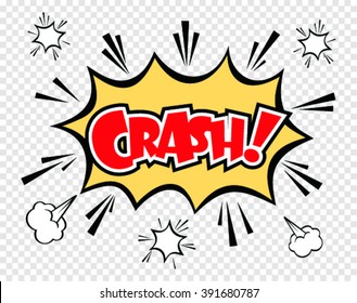 Cartoon, Crash explosion Comic Speech Bubble.