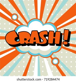 Cartoon, Crash explosion Comic Speech Bubble.