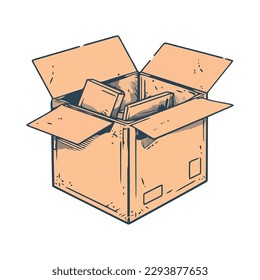 Cartoon crate symbolizes shipping industry recycling efforts isolated