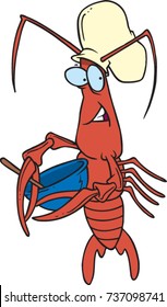 cartoon of a crawfish in a chef hat and holding a bowl