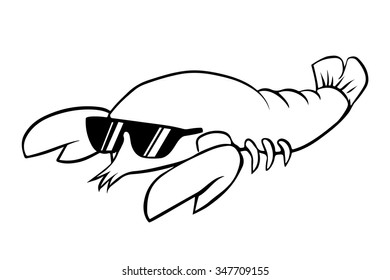 Cartoon crayfish in sunglasses