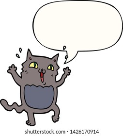 cartoon crazy excited cat with speech bubble