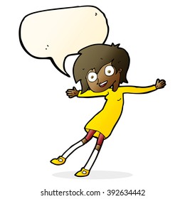 cartoon crazy excited girl with speech bubble
