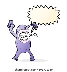 cartoon crazy frog with speech bubble