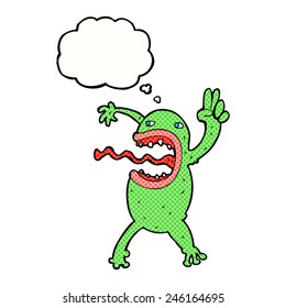 cartoon crazy frog with thought bubble