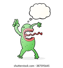 cartoon crazy frog with thought bubble