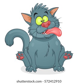 Cartoon Crazy Gray Cat