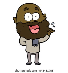caricatura loco hombre feliz con barba asombrado