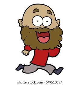 caricatura loco feliz hombre con barba corriendo