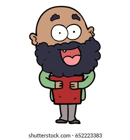 cartoon crazy happy man with beard and book