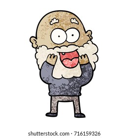desenho animado louco homem feliz com barba ofegante