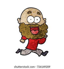 caricatura loco feliz hombre con barba corriendo