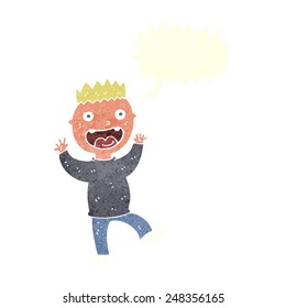 cartoon crazy happy man with speech bubble