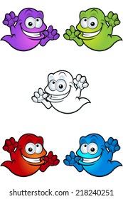 Cartoon Crazy Looking Ghosts