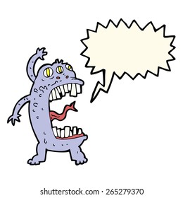 cartoon crazy monster with speech bubble