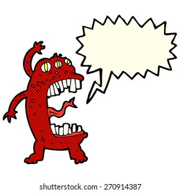 monstruo loco de dibujos animados con burbuja de habla