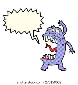 cartoon crazy monster with speech bubble