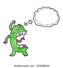 cartoon crazy monster with thought bubble