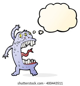 cartoon crazy monster with thought bubble